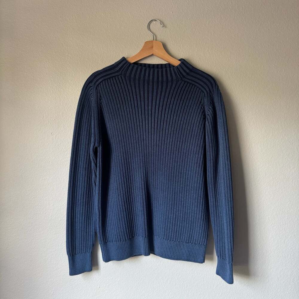 Talbots Men’s Navy Ribbed Cotton Mock Neck Sweater Small